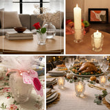 Clear vintage-style glass votive holders for candles, floral accents, and decorative table stylin...