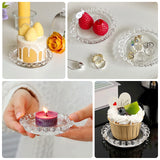 6 Pack Clear Glass Pillar Candle Holder Trays with Beaded Rims, Transparent Small Round Coasters