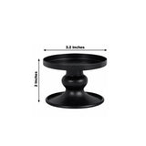 Black dessert stand, 3.2 inches wide and 2 inches tall, studio shot.