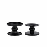Black decorative cake stands, modern design, studio-style isolation shot. #whtbkgd