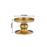 Gold cake stand measuring 3.2 inches wide and 2 inches tall