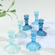 6 Pack Assorted Blue Diamond Pattern Glass Pillar Votive Candle Stands