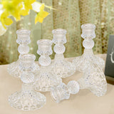 6 Pack | 4inch Clear Glass Diamond Pattern Pillar Votive Candle Stands
