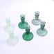 6 Pack Assorted Green Diamond Pattern Glass Pillar Votive Candle Stands