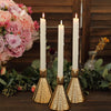 3 Pack | 5inch Ribbed Metallic Gold Ceramic Taper Candlestick Stands