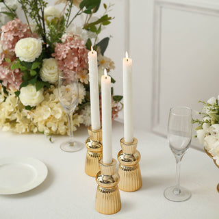 Add a Touch of Glamour with Metallic Gold Fluted Ball Neck Candle Holders