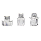 Set of 6 Clear Ribbed Crystal Glass 3inch Taper Candle Holders#whtbkgd