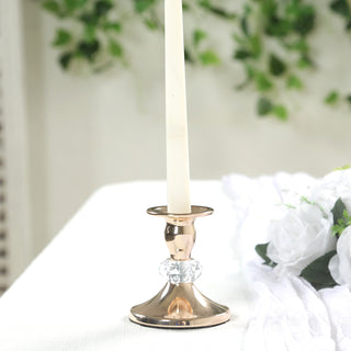 <h3 style="margin-left:0px;">Gold Metal Taper Candle Holders with Crystal Ball