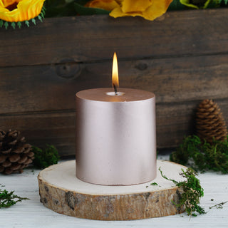 Add Elegance to Your Décor with the Rose Gold Dripless Unscented Pillar Candle