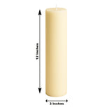 6-Pack Unscented Dripless Pillar Candles –  3x12inch Ivory Paraffin Wax