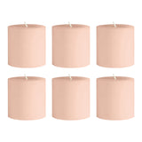 6-Pack Unscented Dripless Pillar Candles – 3x3 Blush Paraffin Wax with Smokeless Cotton#whtbkgd_99