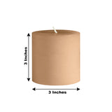 6-Pack Unscented Dripless Pillar Candles – 3x3 Beige Paraffin Wax with Smokeless Cotton