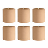6-Pack Unscented Dripless Pillar Candles – 3x3 Beige Paraffin Wax with Smokeless Cotton#whtbkgd_99