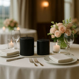 6-Pack Unscented Dripless Pillar Candles – 3x3 Black Paraffin Wax with Smokeless Cotton