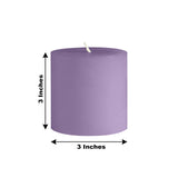 Purple 3-inch pillar candle on a plain background