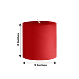 6-Pack Unscented Dripless Pillar Candles – 3x3in Red Paraffin Wax with Smokeless Cotton Wicks