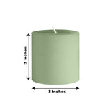 6-Pack Unscented Dripless Pillar Candles – 3x3 Sage Green Paraffin Wax with Smokeless