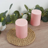 12-Pack 3x4inch Unscented Dripless Pillar Candles – Blush Long-Burning Wax Candles Cotton Wicks