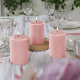 12-Pack 3x4inch Unscented Dripless Pillar Candles – Blush Long-Burning Wax Candles Cotton Wicks