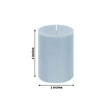 12-Pack 3x4inch Unscented Dripless Pillar Candles – Dusty Blue Long-Burning Wax Candles Cotton