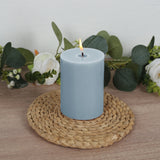 12-Pack 3x4inch Unscented Dripless Pillar Candles – Dusty Blue Long-Burning Wax Candles Cotton