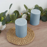 12-Pack 3x4inch Unscented Dripless Pillar Candles – Dusty Blue Long-Burning Wax Candles Cotton