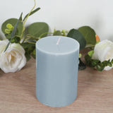 12-Pack 3x4inch Unscented Dripless Pillar Candles – Dusty Blue Long-Burning Wax Candles Cotton