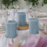 12-Pack 3x4inch Unscented Dripless Pillar Candles – Dusty Blue Long-Burning Wax Candles Cotton