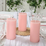 12-Pack 3x6inch Unscented Dripless Pillar Candles – Blush Long-Burning Wax Candles Cotton Wicks