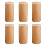 6-Pack 3x6inch Unscented Dripless Pillar Candles – Beige Long-Burning Wax Candles#whtbkgd