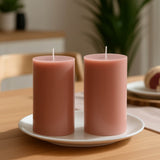 12-Pack 3x6 Unscented Dripless Pillar Candles – Dusty Rose Long-Burning Paraffin Wax