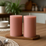 12-Pack 3x6 Unscented Dripless Pillar Candles – Dusty Rose Long-Burning Paraffin Wax