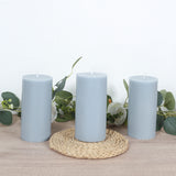 12-Pack 3x6inch Unscented Dripless Pillar Candles – Dusty Blue Long-Burning Wax Candles Cotton