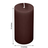 6-Pack 3x6inch Unscented Dripless Pillar Candles – Cinnamon Brown Long-Burning