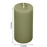 6-Pack 3x6inch Unscented Dripless Pillar Candles – Dusty Sage Green Long-Burning