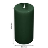 6-Pack 3x6inch Unscented Dripless Pillar Candles – Hunter Emerald Green Long-Burning