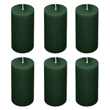 6-Pack 3x6inch Unscented Dripless Pillar Candles – Hunter Emerald Green Long-Burning#whtbkgd_99