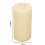 6-Pack 3x6inch Unscented Dripless Pillar Candles – Ivory Long-Burning Wax Candles