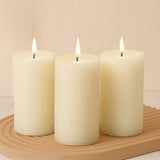 6-Pack 3x6inch Unscented Dripless Pillar Candles – Ivory Long-Burning Wax Candles