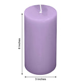 6-Pack 3x6inch Unscented Dripless Pillar Candles – Lavender Lilac Long-Burning