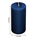 6-Pack 3x6inch Unscented Dripless Pillar Candles – Navy Blue Long-Burning Wax Candles