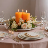 6-Pack 3x6inch Unscented Dripless Pillar Candles – Orange Long-Burning Wax Candles