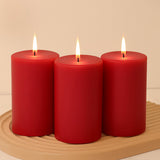 6-Pack 3x6inch Unscented Dripless Pillar Candles – Red Long-Burning Wax Candles