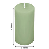 6-Pack 3x6inch Unscented Dripless Pillar Candles – Sage Green Long-Burning Wax Candles