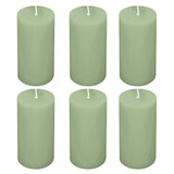 6-Pack 3x6inch Unscented Dripless Pillar Candles – Sage Green Long-Burning Wax Candles#whtbkgd_99