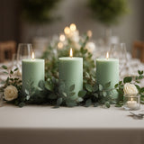 6-Pack 3x6inch Unscented Dripless Pillar Candles – Sage Green Long-Burning Wax Candles