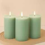 6-Pack 3x6inch Unscented Dripless Pillar Candles – Sage Green Long-Burning Wax Candles