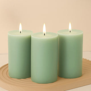 Unscented Dripless Sage Green Pillar Candles