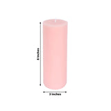 12-Pack Unscented Pillar Candles – Dripless 3x8inch Blush Paraffin Wax Smokeless Cotton Wicks