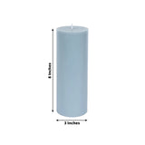 12-Pack Unscented Pillar Candles – Dripless 3x8inch Dusty Blue Paraffin Wax Smokeless Cotton